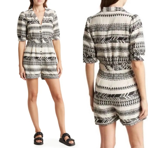 Anthropologie dRA Jacquard Cotton Romper - Picture 1 of 9